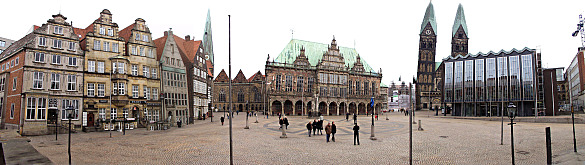 Ein Panorama- Bild vom Bremer Marktplatz
