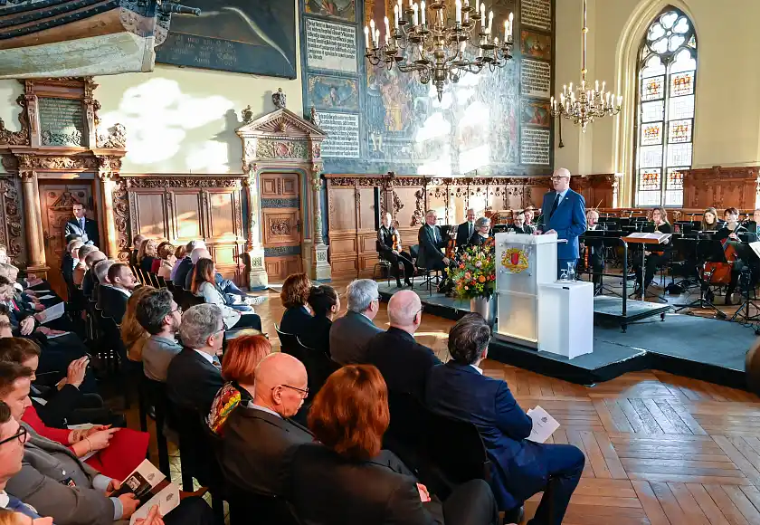 Bürgermeister Andreas Bovenschulte begrüßte die Gäste des Neujahrsempfangs.