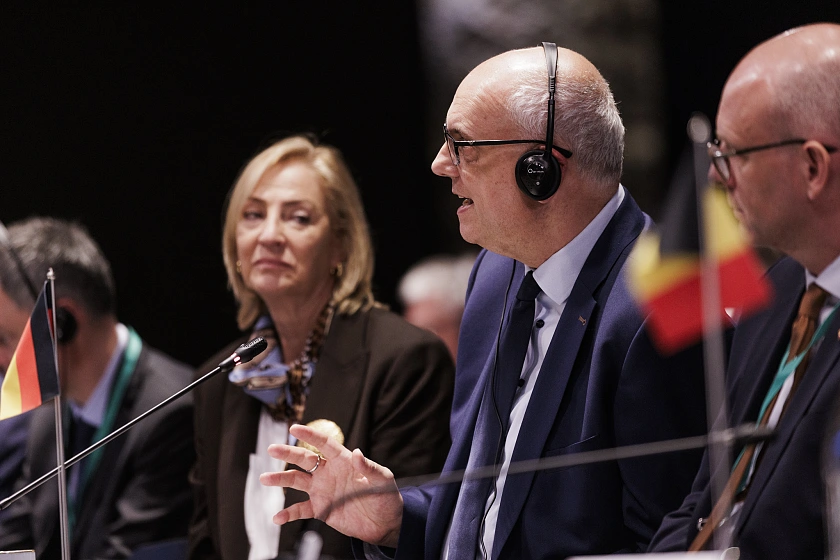Bundesratspräsident Andreas Bovenschulte während der Konferenz der Parlamentspräsidentinnen und -präsidenten in Kopenhagen.