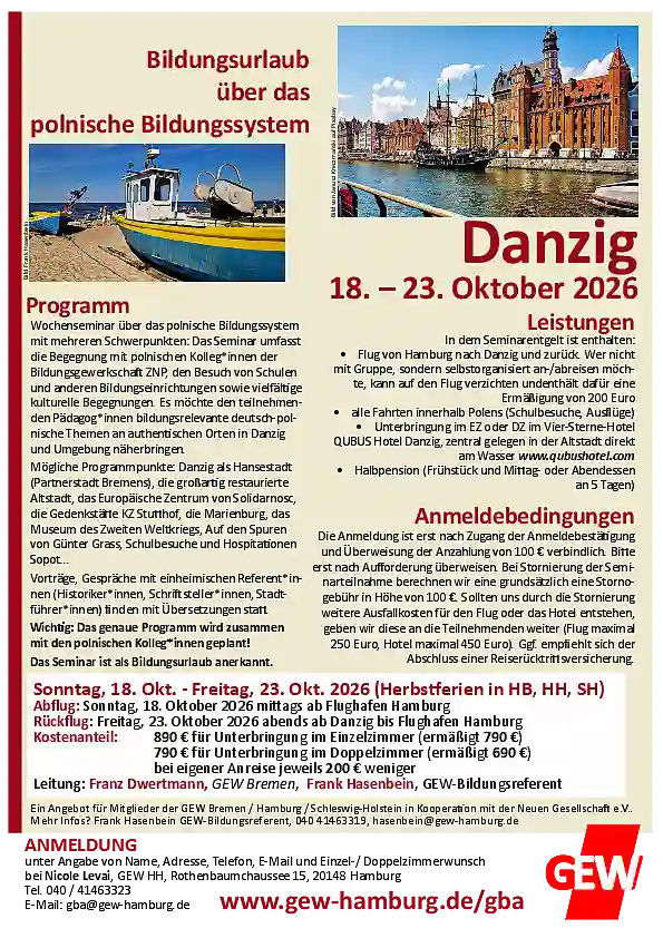 Flyer Bildungszeit über das polnische Bildungssystem in Gdańsk