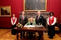 Eintrag in das Goldene Buch im Kaminsaal - Bürgermeister Sieling, Ministerpräsidentin Kraft und Industrie-Club-Präsident Diekhöner