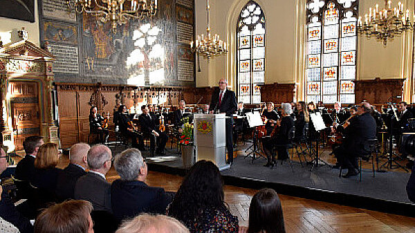 Blick in die Obere Rathaushalle während eines Neujahrsempfang
