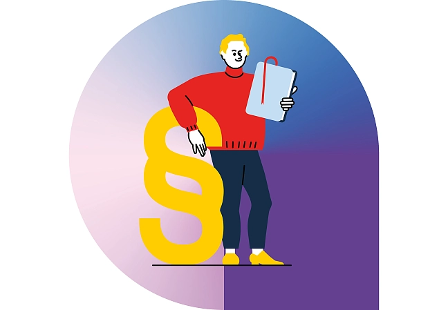 Symbolbild: Mensch mit Paragraphenzeichen